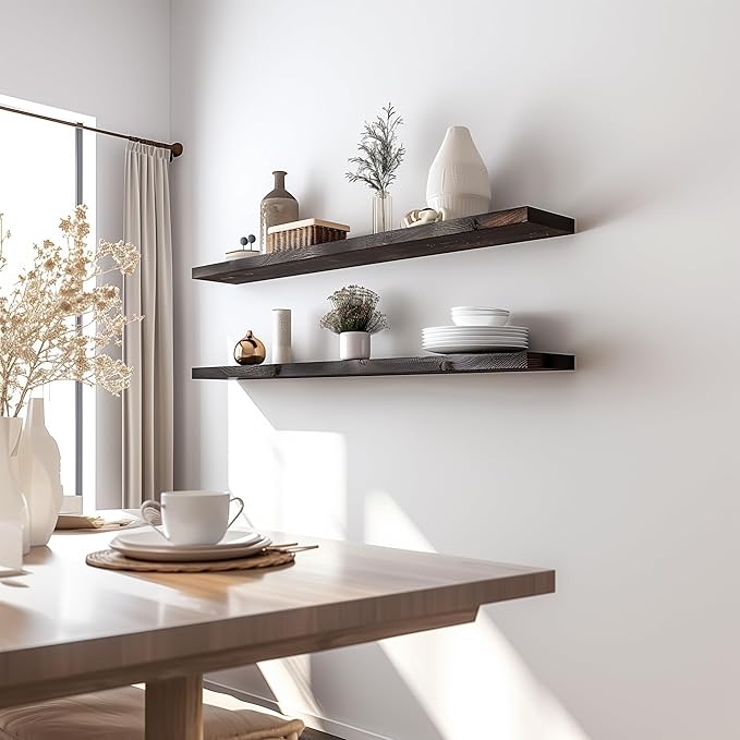 48 Inch Floating Shelves for Wall Rustic Brown Wood Wall Shelves for Bedroom Set of 4-CasaMuseHome