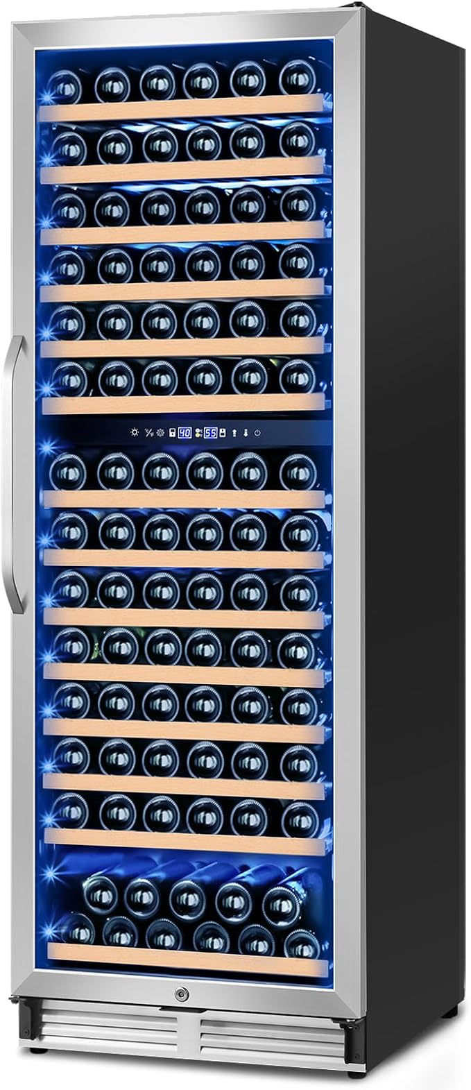 24 Inch Wine Fridge,180 Bottles Dual Zone Wine Cooler Refrigerator, Built-in or Freestanding Wine Refrigerator with Glass Door and Safety Lock, Low Noise, Large Wine Cellar for Home, Office, Kitchen-CasaMuseHome