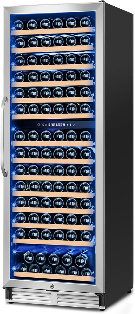 24 Inch Wine Fridge,180 Bottles Dual Zone Wine Cooler Refrigerator, Built-in or Freestanding Wine Refrigerator with Glass Door and Safety Lock, Low Noise, Large Wine Cellar for Home, Office, Kitchen-CasaMuseHome