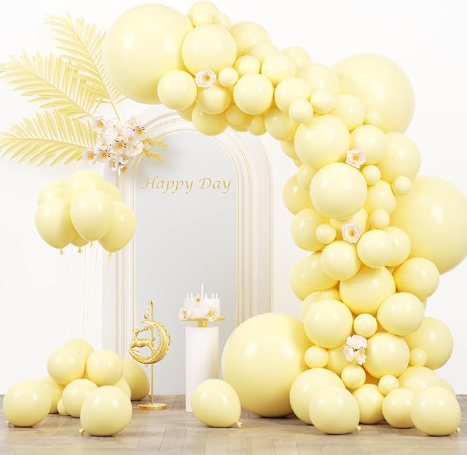 130pcs Pastel Yellow Balloons Different Sizes 18" 12" 10" 5" Light Yellow Latex Balloon Garland Arch Kit for Birthday Baby Shower Graduation Wedding Gender Reveal Party Decorations-CasaMuseHome