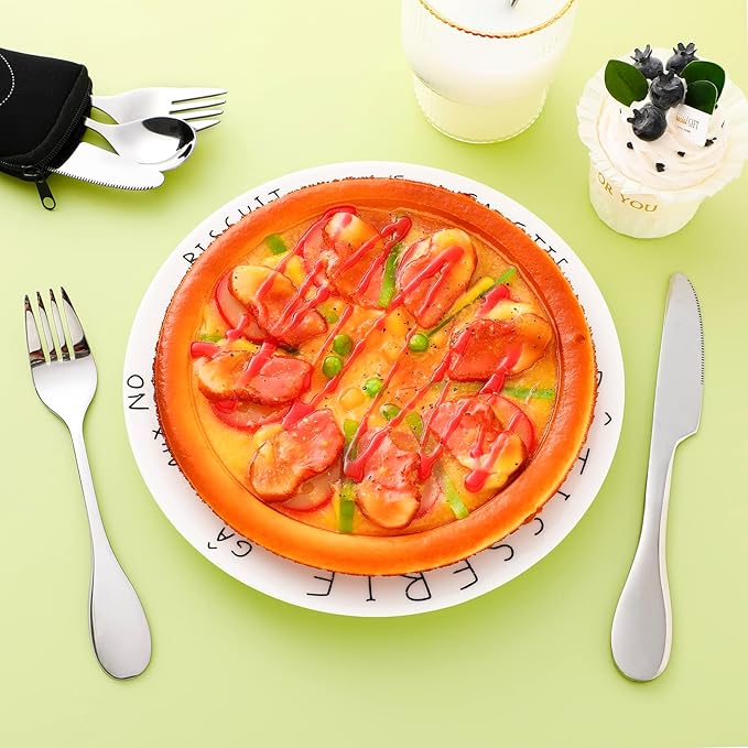 7 Pieces Bariatric Eating Portion Control Flatware Bariatric Management Silverware Serving Spoons Forks Knives Stainless Steel Weight Loss Utensils with Fabric Storage Bag-CasaMuseHome