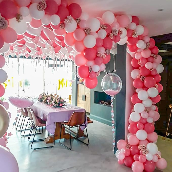 130pcs Hot Pink Balloons Different Sizes 18" 12" 10" 5" Dark Pink Balloons for Birthday Graduation Baby Shower Wedding Anniversary Princess Theme Party Valentine's Day Decorations-CasaMuseHome