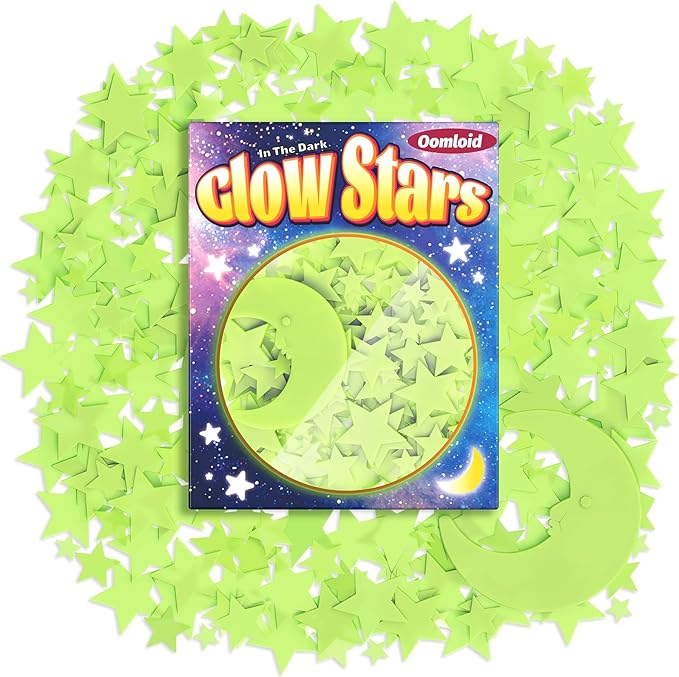 201 Pcs Glow in The Dark Stars Stickers for Ceiling, Toddler Stocking Stuffers Wall Room Decor Gifts, Luminous 3D Glowing Stars Easter Basket Stuffers for Kids Boys Girls-CasaMuseHome