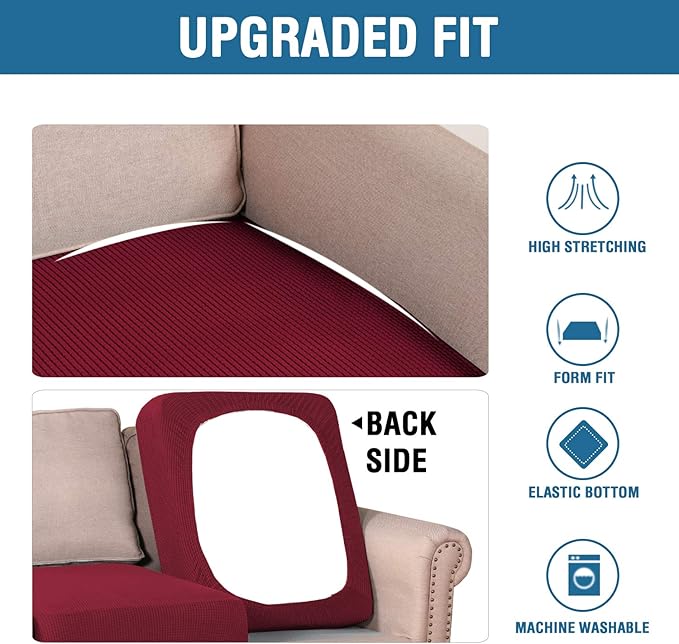 H.VERSAILTEX Super Stretch Stylish Cushions Covers/Furniture Cover Spandex Jacquard Small Checked Pattern Super Soft Slipcover Washable Individual-CasaMuseHome