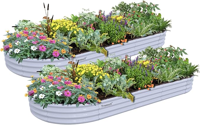 2 Pack 8x3x1FT Galvanized Raised Garden Bed Large Metal Planter Box Kit Elevated Raised Garden Planters for Outdoor Plants, Gray-CasaMuseHome