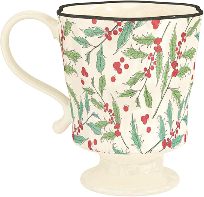 360ml -12.17oz Painted Cherry Fruit Ceramic Mug - Cute irish Coffee Glasses for Latte, Espresso - Gift for Women, Dishwasher Safe-CasaMuseHome