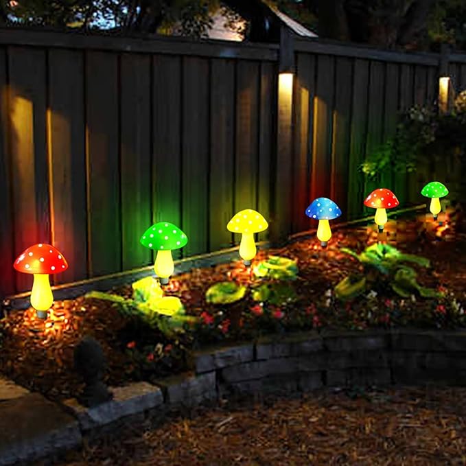 8-Pack Solar Mushroom Lights for Garden Decor, 8 Modes Waterproof Outdoor Garden Mushroom Lamp, Multi-Colored Solar LED Fairy Lights for Christmas Halloween Yard Lawn-CasaMuseHome