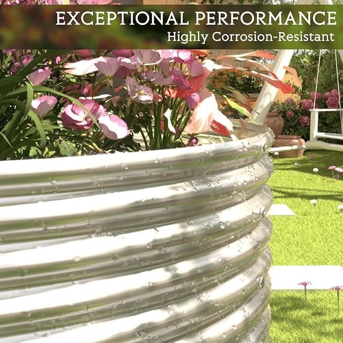 2 Pack 8x2FT Tall Galvanized Raised Garden Bed Outdoor,Metal Garden Bed for Vegetables,Steel Raised Beds for Gardening,Above Ground Garden Box for Flower-DW5-CasaMuseHome