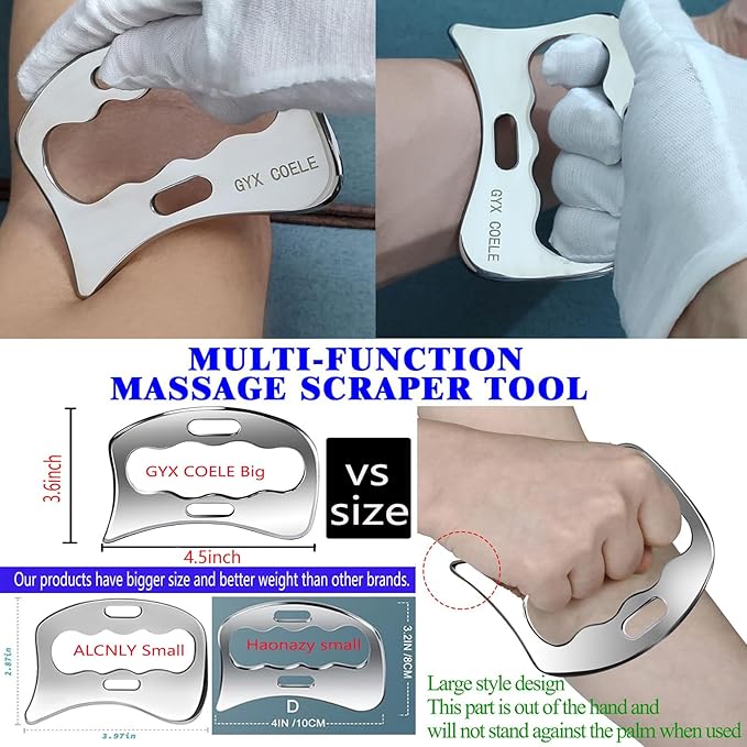 4 in 1 Stainless Steel Gua Sha Muscle Scraper Tool, Professional IASTM Physical Therapy Tool Set for Massage and Scraping-CasaMuseHome