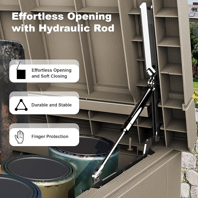 230 Gallon Outdoor Deck Box,Storage Lockable Waterproof Patio Furniture,Garden Tools,Cushions,Pool Accessories Outside Storage Resin Box(Grey)-CasaMuseHome