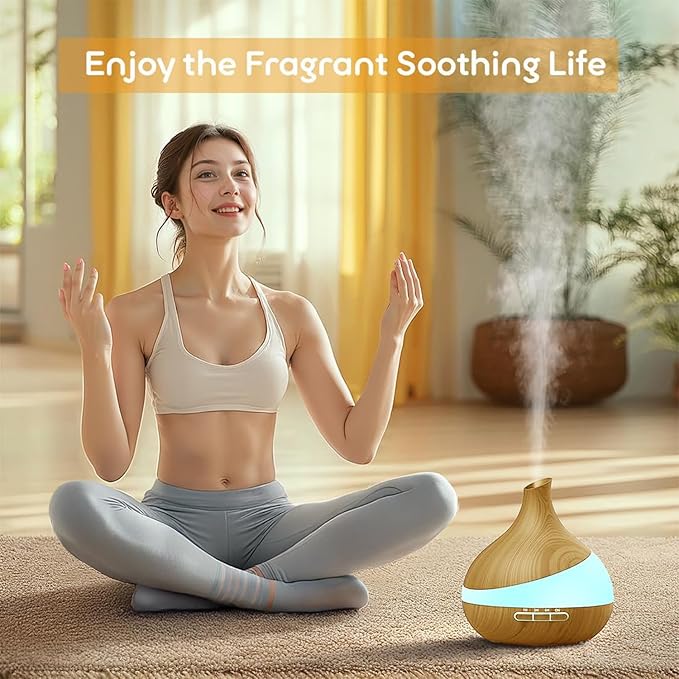 500ML Essential Oil Diffuser: Aroma Diffuser with Remote Control for Hotel Spa Yoga Room - Humidifiers for Bedroom with 14 Colors LED Night Light for Kids/Women Home Relaxation-CasaMuseHome