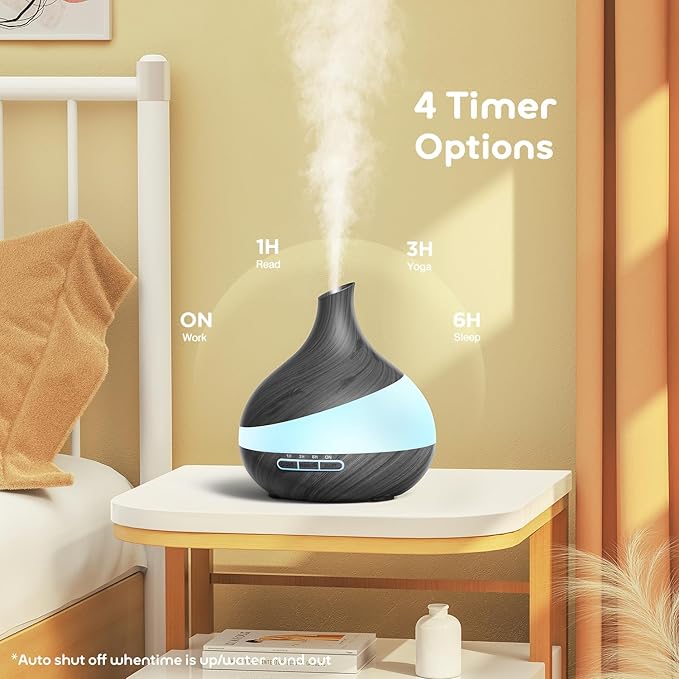 500ML Essential Oil Diffuser: Aroma Diffuser with Remote Control for Hotel Spa Yoga Room - Humidifiers for Bedroom with 14 Colors LED Night Light for Kids/Women Home Relaxation-CasaMuseHome