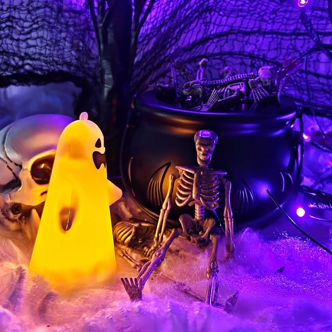 10 Pcs mini skeleton halloween decoration With hemp rope，6”small plastic posable halloween tiny skeleton figurines decor for Halloween Indoor Outdoor Graveyard Decor Haunted House Party Favors-CasaMuseHome