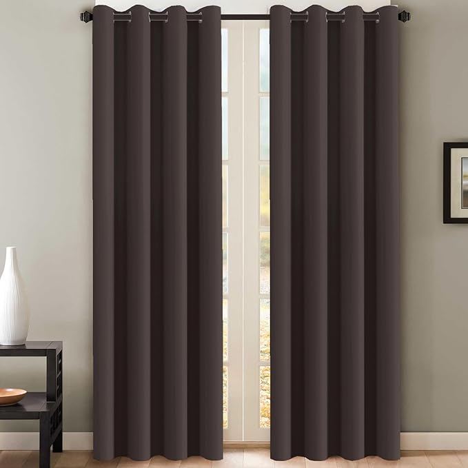 H.VERSAILTEX Thermal Insulated Blackout Curtains for Living Room 108 Inches Long, Window Treatment Grommet Top Extra Long Panels/Drapes for Bedroom (52-inch by 108-inch, Chocolate Brown, Set of 2)-CasaMuseHome