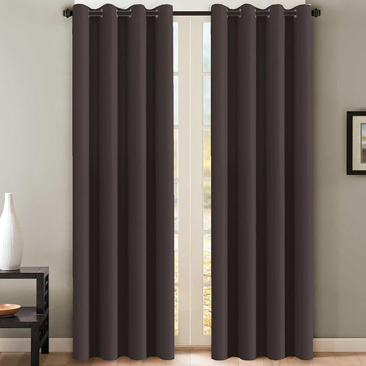 H.VERSAILTEX Thermal Insulated Blackout Curtains for Living Room 108 Inches Long, Window Treatment Grommet Top Extra Long Panels/Drapes for Bedroom (52-inch by 108-inch, Chocolate Brown, Set of 2)-CasaMuseHome