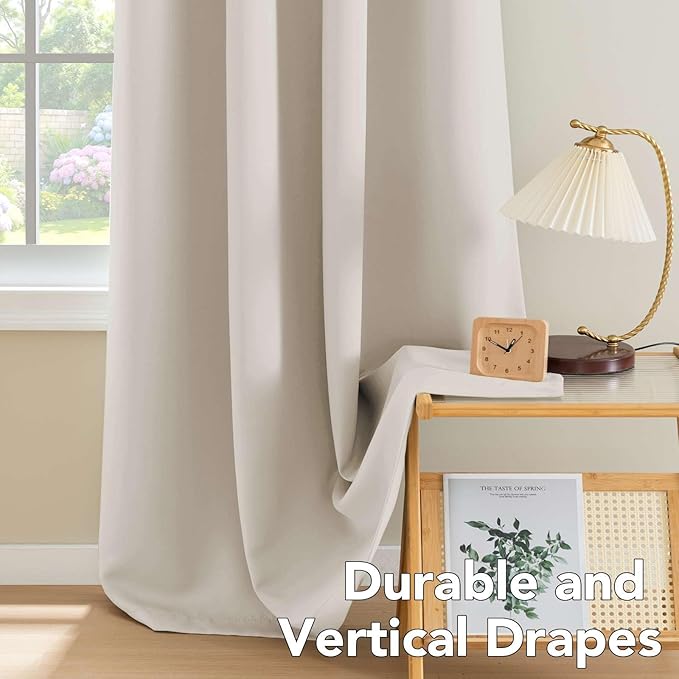 H.VERSAILTEX Thermal Insulated Blackout Window Panels Microfiber Formaldehyde-Free Kids Curtains for Holiday Season Home Decoration,Grommet Top,52 by 96 - Inch - Natural - Set of 2-CasaMuseHome