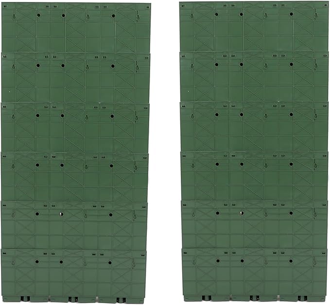 12Pieces 3-Pot Wall Planter Vertical Garden Plant Walls Wall Mounted Vertical Planter with Water-Storage Layer Stackable Wall-Mounted Flower Pot for Gardens, Balconies 180.78lbs Total Capacity (Green)-CasaMuseHome