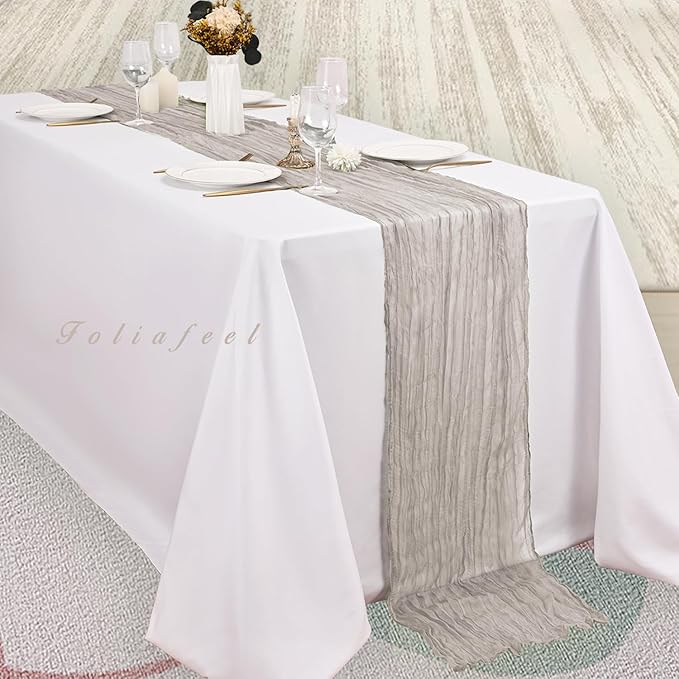 12 Pack Rose Brown Cheesecloth Table Runner 10FT Rustic Gauze Fabric Cheese Cloth Table Runner for Wedding Bridal Baby Shower Table Decor Boho Sheer Birthday Party Table Decorations 20 x 120 Inch Long-CasaMuseHome