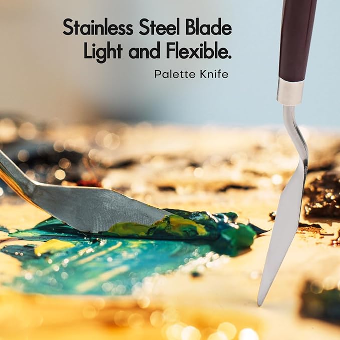 25pcs Paint Brush Set, Fuumuui Acrylic Paint Brushes, Professional Artist Series with Wide Flat, Filbert, Fan, Dagger, Cat Tongue, Round, Angle, Rigger for Oil, Acrylic Canvas Paintings, Face Painting-CasaMuseHome