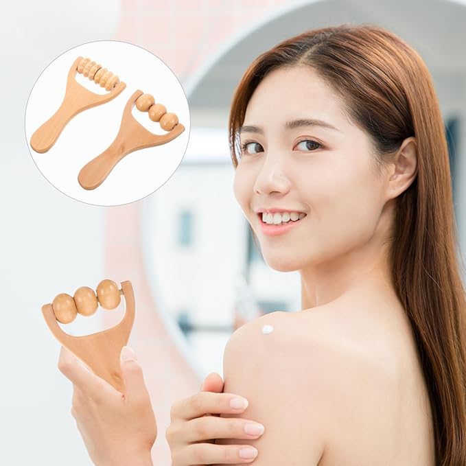 2pcs Wooden Massage Rollers Trigger Point Roller Muscle Relaxation Bead Massage Tools for Neck Back Leg Foot Arm-CasaMuseHome