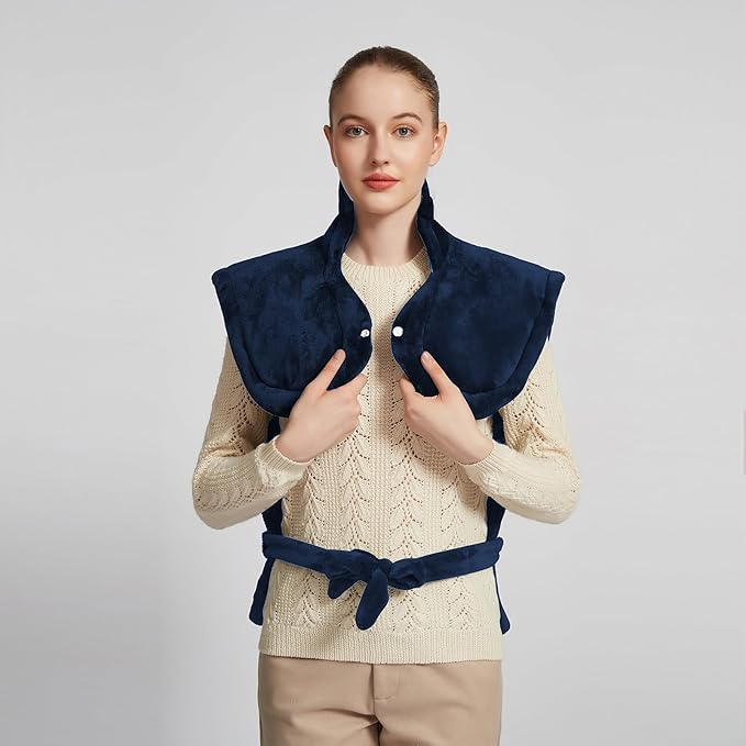 26" x 35" Flannel Neck&Shoulder&Back Heating Pad with 12 Temperature Settings&Countdown Timer, Pain Relief for Back/Neck/Shoulders/Menstrual Pain, Christmas Gifts for Women Men Mom Dad(Navy Blue)-CasaMuseHome