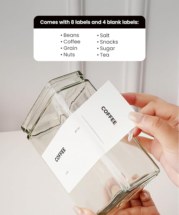 27 oz Glass Storage Jars with Bamboo Lid, set of 6, glass canisters with airtight lids, Clear jars with lids for Cookie, Candy, Tea, Coffee Bean and Rice (White)-CasaMuseHome