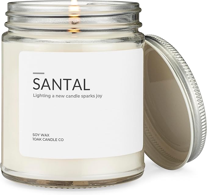 1OAK Soy Santal Candle (Santal) - Soy Wax Scented Candle - Candles for Home Scented - Long Burning Candles Premium - Hand-Poured (7oz.)-CasaMuseHome