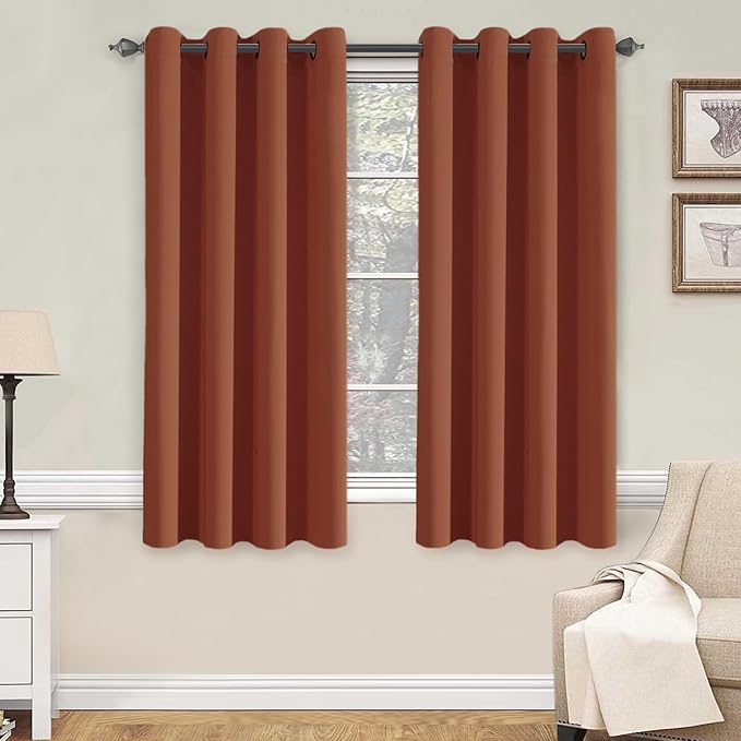 H.VERSAILTEX Thermal Insulated Blackout Shades Formaldehyde-Free Kids Room Curtains,Grommet Top,52 by 63 - Inch - Orange - Set of 2 Panels-CasaMuseHome