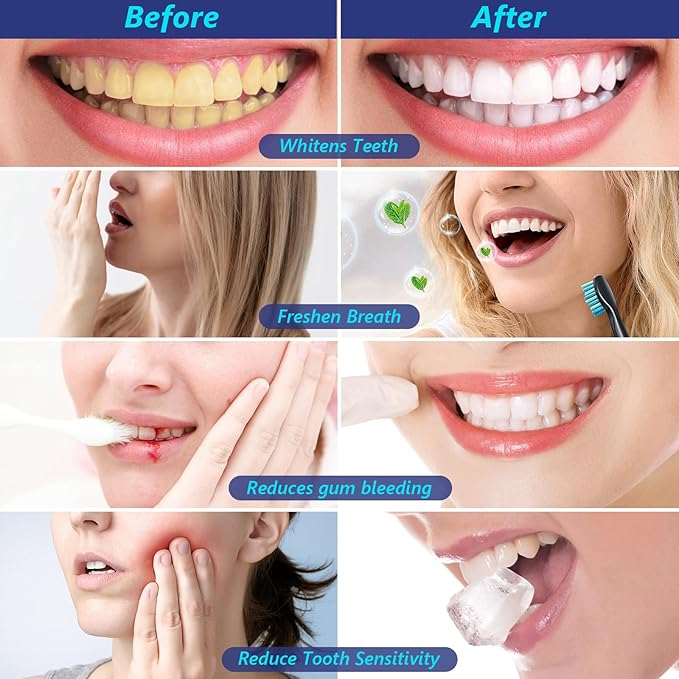 3 Pack Whitening Toothpaste,Fresh Breath Nano Hydroxyapatite Toothpaste for Remineralizing Enamel & Sensitive Relief,Whitening,Antiplaque,Natural Peppermint,Fluoride-Free-CasaMuseHome