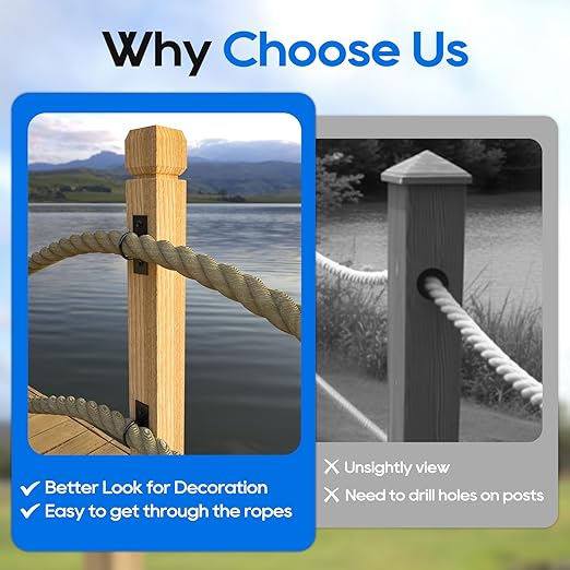 10Pack 2inch Rope Support Holder Drop Ring Brackets Stainless Steel Decorative for Hemp Rope Fencing Stair Deck Railing Ceiling Hook-CasaMuseHome