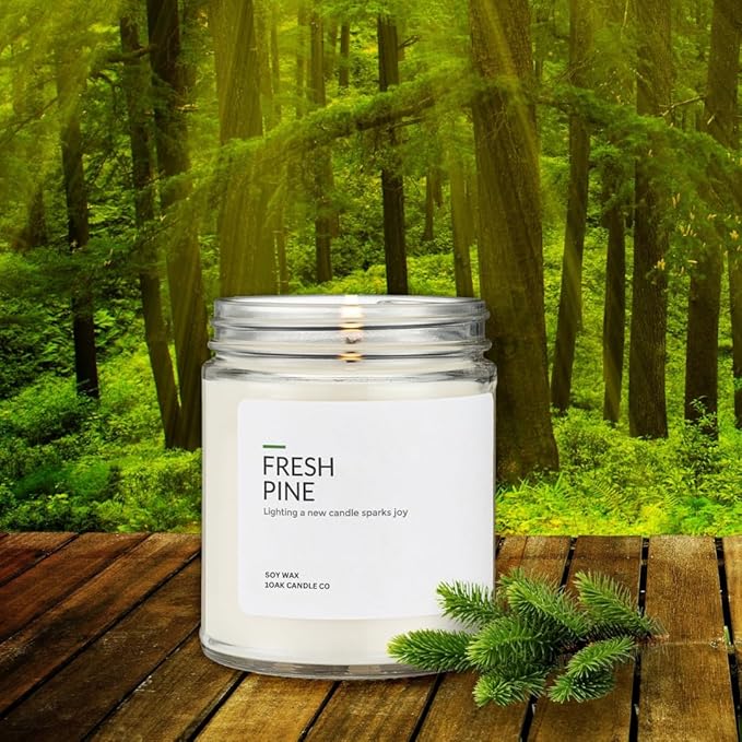 1OAK Soy Wax Candles (Fresh Pine) - Pine Candle - Soy Candles for Home Scented - Long Burning Premium - Hand-Poured (7oz.)-CasaMuseHome