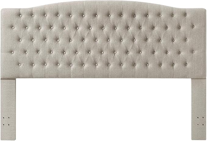 24KF Upholstered Tufted Button Linen Fabric Headboard,Comfortable Fashional Headboard King/CA King Size,Linen-CasaMuseHome
