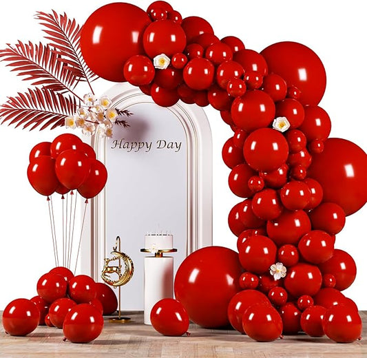130pcs Ruby Red Balloons Different Sizes 18" 12" 10" 5" Dark Red Latex Balloon Garland Arch Kit for Birthday Baby Shower Graduation Wedding Valentine's Day Christmas Party Decorations-CasaMuseHome