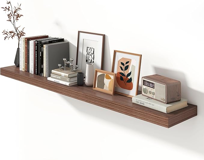12 Inch Deep Floating Shelves for Wall | 72W x 12D Floating Shelves Set of 1 | Rustic Walnut Long Floating Shelves for Living Room Bathroom Laundry Room Bedroom Kitchen Home Office-CasaMuseHome