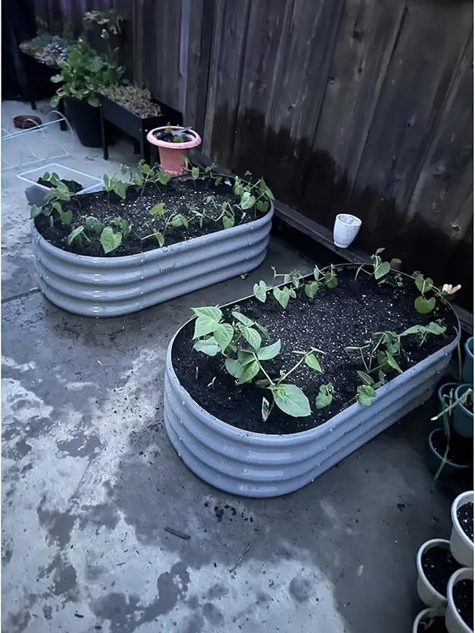 2 Pack 4x2x1FT Galvanized Raised Garden Bed Kit Oval Metal Ground Planter Box Outdoor Bottomless Planter Raised Beds for Vegetables Flowers Herbs Fruits, Green-CasaMuseHome