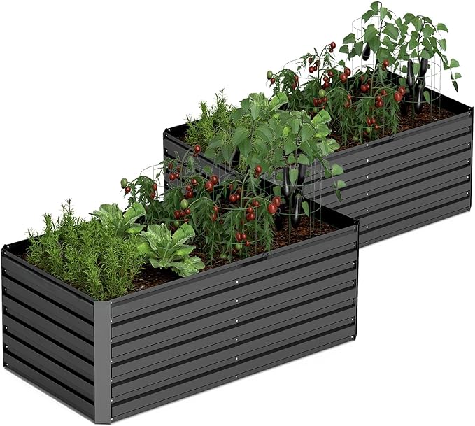 6x3x2 ft Raised Garden Bed, Large Metal Planter Raised Beds, Planters for Outdoor Plants for Vegetables, Flowers, Herbs, Fruits, and Succulents.(2 Pcs)-CasaMuseHome