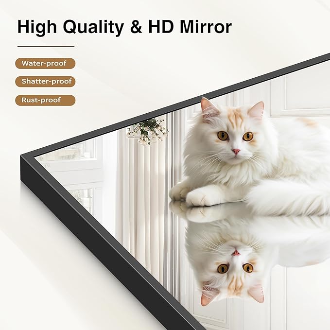 40x48inch Black Bathroom Mirror, Black Rectangle Mirror with Frame, Large Rectangular Wall Mirrors for Bathroom, Living Room, Hair Salon, Big Farmhouse Mirror Hang Horizontal/Vertical-CasaMuseHome