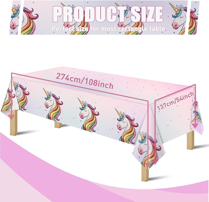 8Pcs Unicorn Tablecloths for Birthday Party, Unicorn Plastic Table Cover Disposable Party Table Cloths, unicórnio Festa Supplies for Baby Shower and Birthday Decoration for Girls (54'' x 108'')-CasaMuseHome