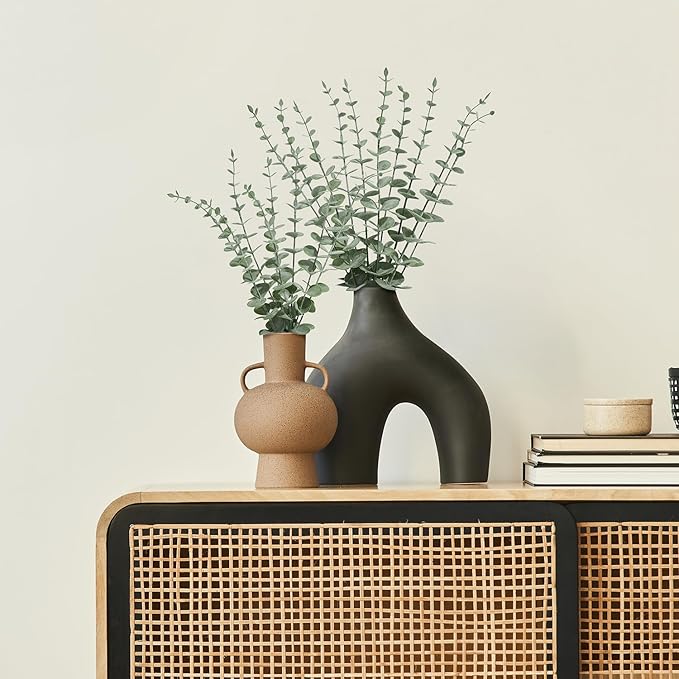 18Pcs Faux Eucalyptus Stems, 15" Artificial Eucalyptus Plants with White Frosted Coating, Fake Eucalyptus Decor Plastic Greenery Leaves for Wedding Bouquets Home Decor DIY Floral Arrangements-CasaMuseHome