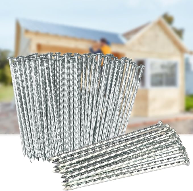 60 PCS 8 Inch Spiral Metal Galvanized Landscape Spikes, Galvanized Non-Rust Metal Garden Stakes, Garden Nails for Artificial Turf, Weed Barrier, Tent, Carpentry and More, by GENHAKON.-CasaMuseHome