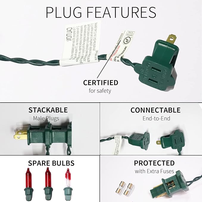 100LIGHTS RED Extra-Bright with End Connectors Christmas Decorative Lights 5.98m UL Certified Mini String Light Set Waterproof for Home Garden Holiday Christmas Tree Party Patio Decor Wedding-CasaMuseHome