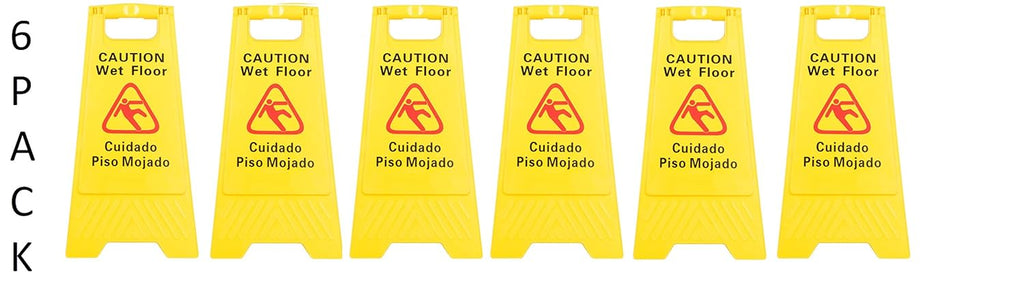 6 Pack Restaurant Caution Wet Mop Bucket Floor Yellow Folding Sign Commercial