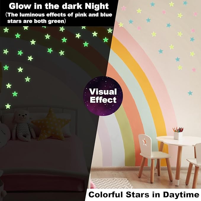 200 Glow in The Dark Stars for Ceiling - Glowing Stars and Moon Stickers Estrellas que brillan en la oscuridad para el techo de cuarto Plastic Space Galaxy Decals Bedroom Wall Decorations-CasaMuseHome