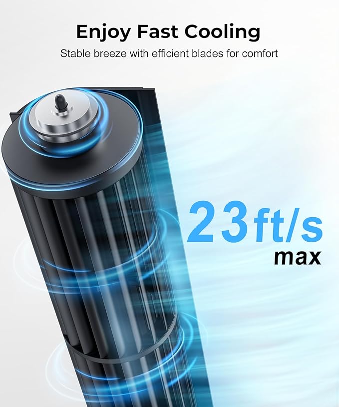 Abolee Tower Fan, 23ft/s Desk Fan, 70° Oscillating Table Fan for Bedroom, Standing Table Fan with 3 Modes, 2024 New 13 Inch Bladeless fan for Bedroom, Home,Office-CasaMuseHome