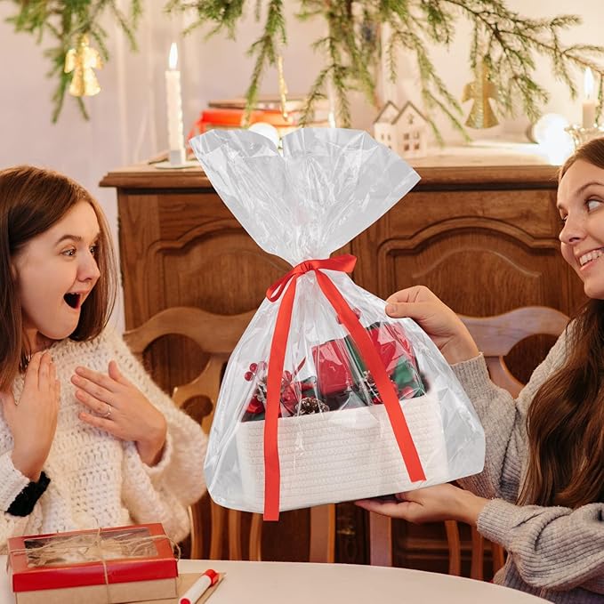 4 Pack Small Storage Shelf Baskets for Organizing, Mini Woven Rope Storage Bins for Towels, Cute Decorative Closet Organizer，Baby Nursery, Gift Empty Baskets -11.81''Lx7.87''Wx4.72''H-White-CasaMuseHome