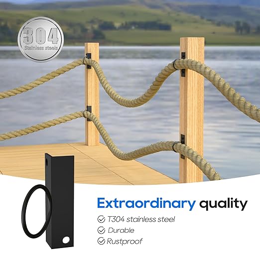 4Pack 2inch Rope Support Holder for Corner Post Drop Ring Brackets Stainless Steel Decorative for Hemp Rope Fencing Stair Deck Railing Ceiling Hook-CasaMuseHome