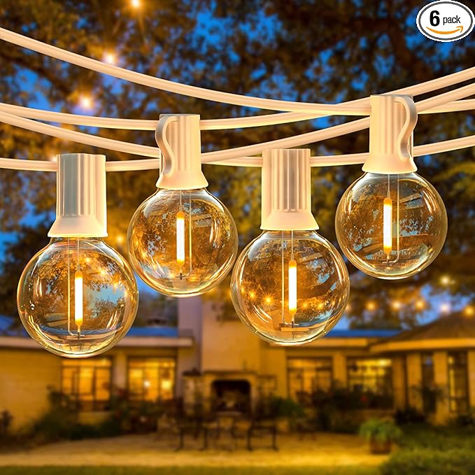 50FT LED G40 Globe String Lights White, Shatterproof Outdoor Patio String Lights 2200K with 50+2 Dimmable Edison Bulbs, Backyard Outdoor Hanging Lights, Bistro Waterproof for Balcony Party Wedding-CasaMuseHome
