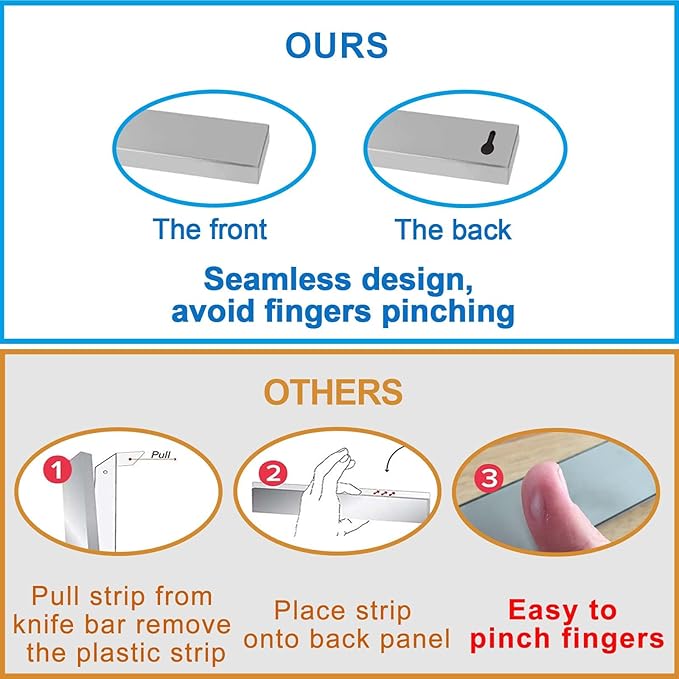 16 Inch Magnetic Knife Holder for Refrigerator - Knife Magnetic Strip for Fridge with Magnetic Hooks - Double Sided Magnetic Knife Bar - Stainless Steel Kitchen Magnetic Knife Hanger Rack-CasaMuseHome