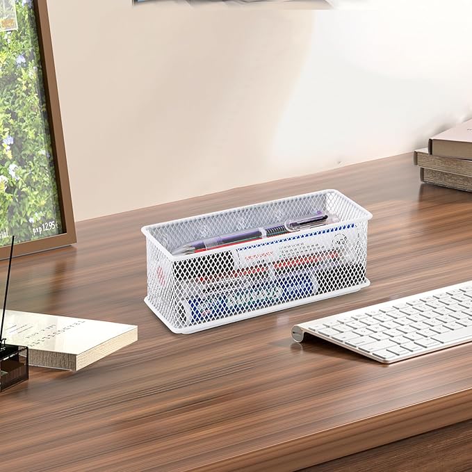 6.29"x2.28"x2.48" Magnetic Basket for Whiteboard White Magnetic Basket for Fridge Magnetic Organizer Holder with 5 Strong Magnets Magnetic Holder for Refrigerator Locker-CasaMuseHome