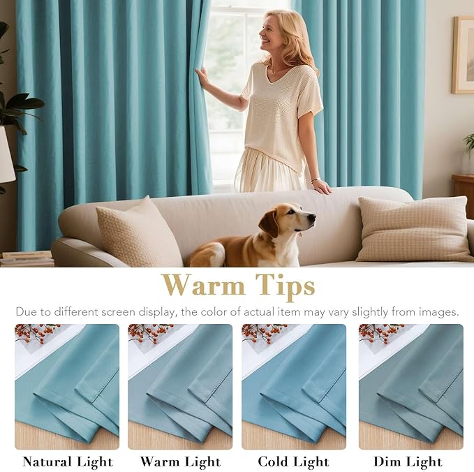 H.VERSAILTEX Thermal Insulated Blackout Drapes Soft and Smooth Microfiber Formaldehyde-Free Curtains for Nursery,Grommet Window Panels,52 by 84 - Inch - Aqua - Set of 2-CasaMuseHome